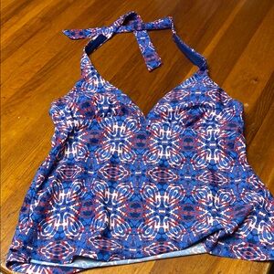 Converse Blue and Red Halter Camisole Swim Top